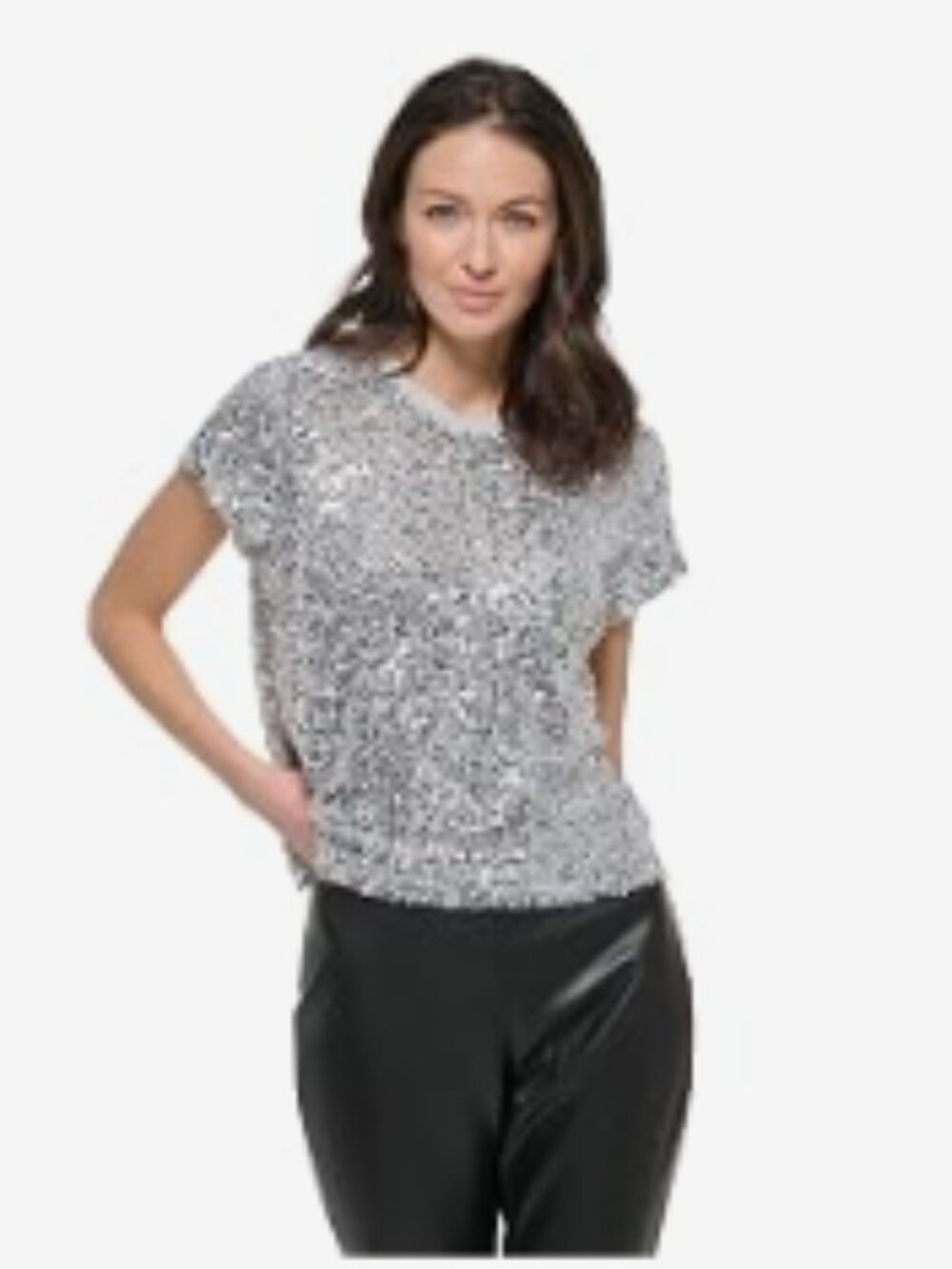 DKNY  Short Sleeve All Over Sequin T-Shirt